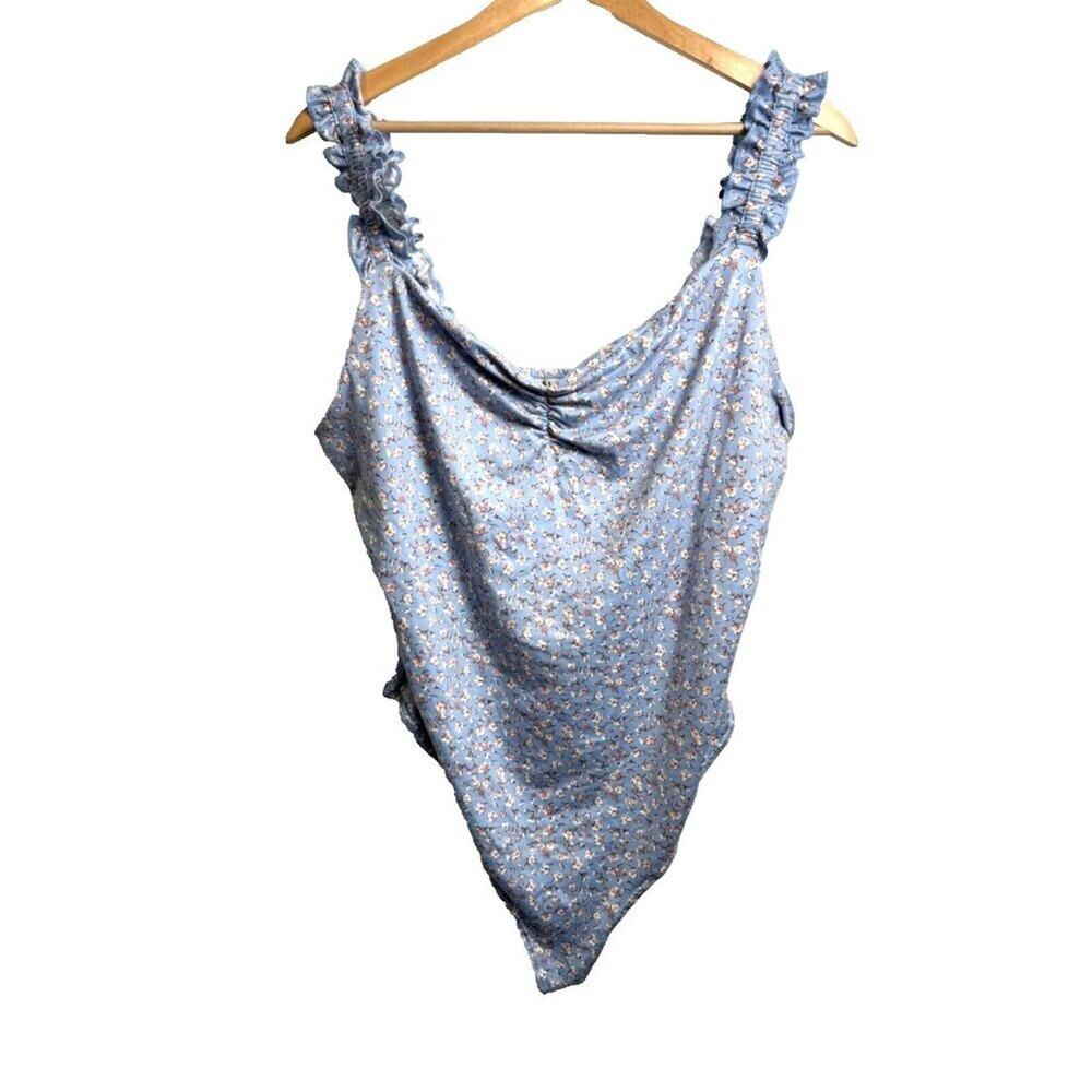 Haute Monde 2X Pastel Blue and Pink Floral Bodysuit